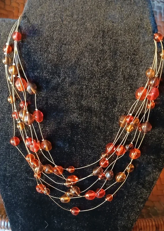 7 Strand Multi Colored Glass Bead Necklace