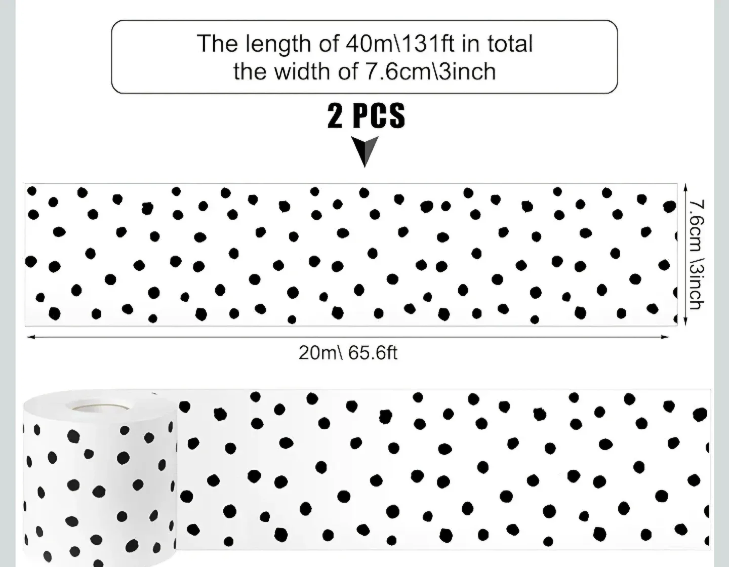 2 Roll 131Ft Decorative Peel & Stick Borders  - Polka Dots image indicator(2)