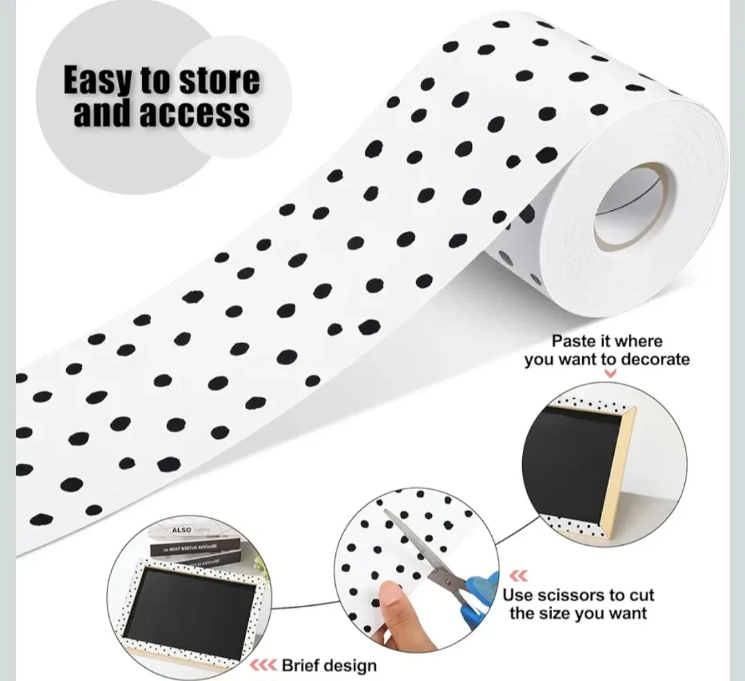 2 Roll 131Ft Decorative Peel & Stick Borders  - Polka Dots image indicator(3)