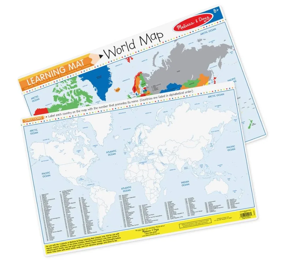 Melissa & Doug World & USA Map Learning Mats