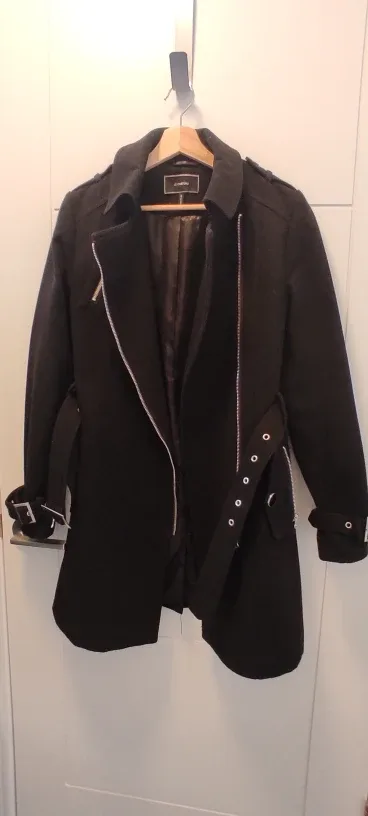 Le Chateau Moto Black Trench Coat - Size P/S