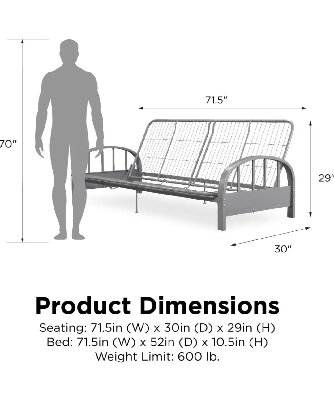 Metal Futon Frame - Black with mattress and Sofa cover image indicator(4)