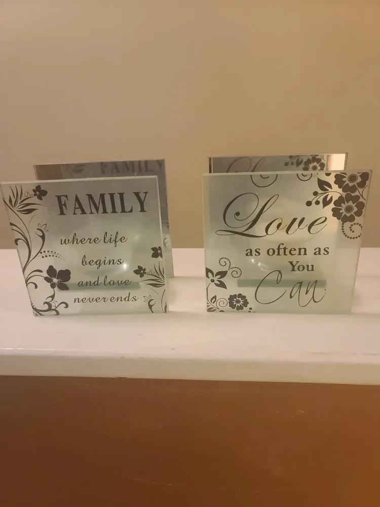 Pair of Frosted Glass Candle Holders