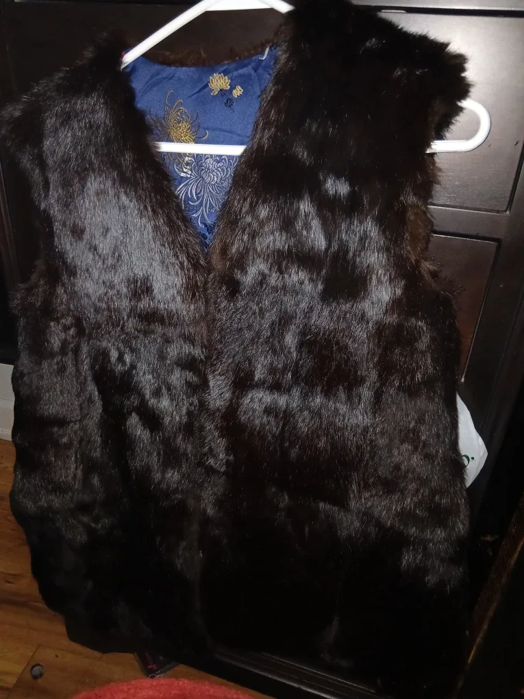 Fur Vest with Floral Lining