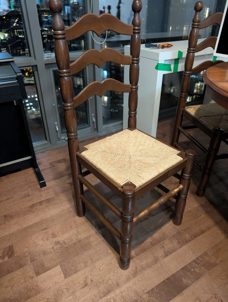 Set of 6 Vintage Wooden Chairs with Woven Seat - photo 2