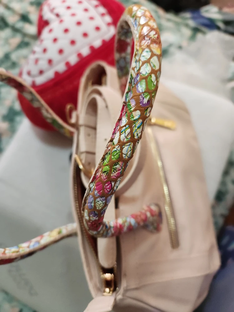 SLUK Pink Leather Floral Handle Handbag - photo 2