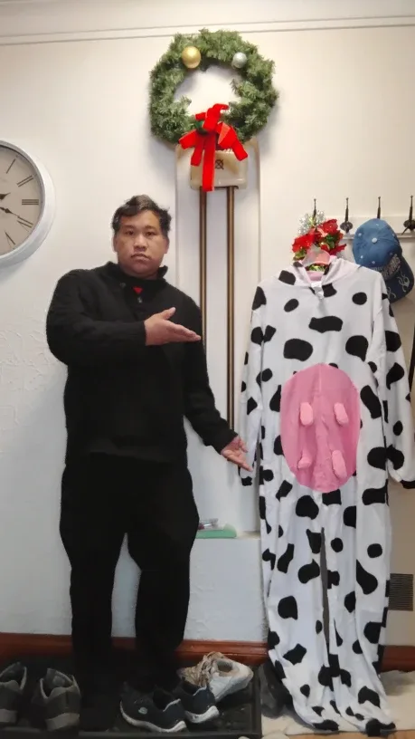 Spooktacular Creations Cow Adult Hooded Jumpsuit - Size M image indicator(3)