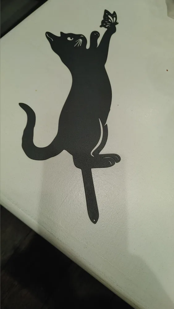 Garden Decoration Metal Cat Garden Stake - Black