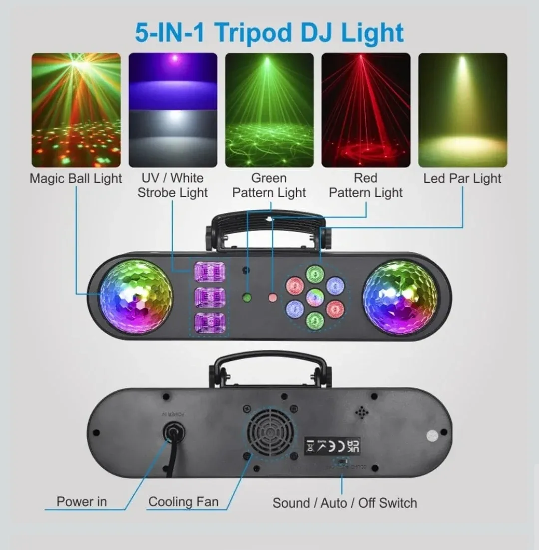 5-in-1 DJ Party Light Bar w/ Stand – RGB, Strobe, UV image indicator(7)