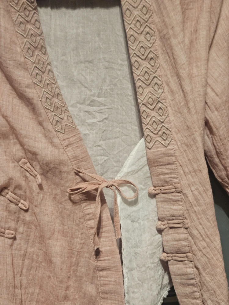 LINEN "MiaoMia"Women Japan Retro Vneck Blouse - photo 3