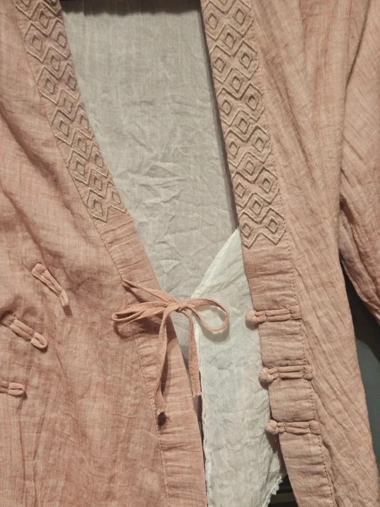 LINEN "MiaoMia"Women Japan Retro Vneck Blouse image indicator(3)