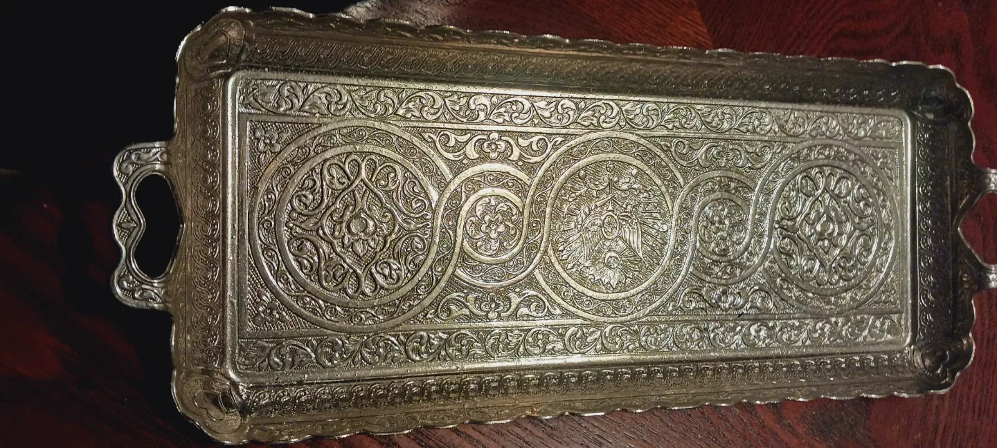 AuthenticTurkish Coffee/Tea Zamak Serving Tray thumbnail