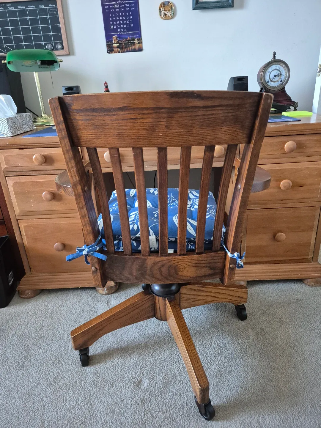 Wooden Swivel Bankers Desk Chair image indicator(2)