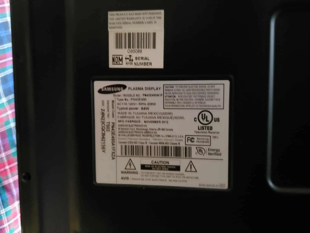 Samsung 43" Plasma TV image indicator(3)