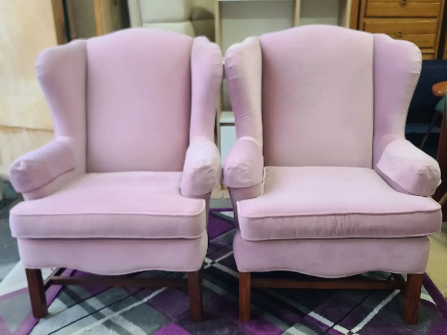 Sklar Peppler Pink Wingback Chairs - Set of 2