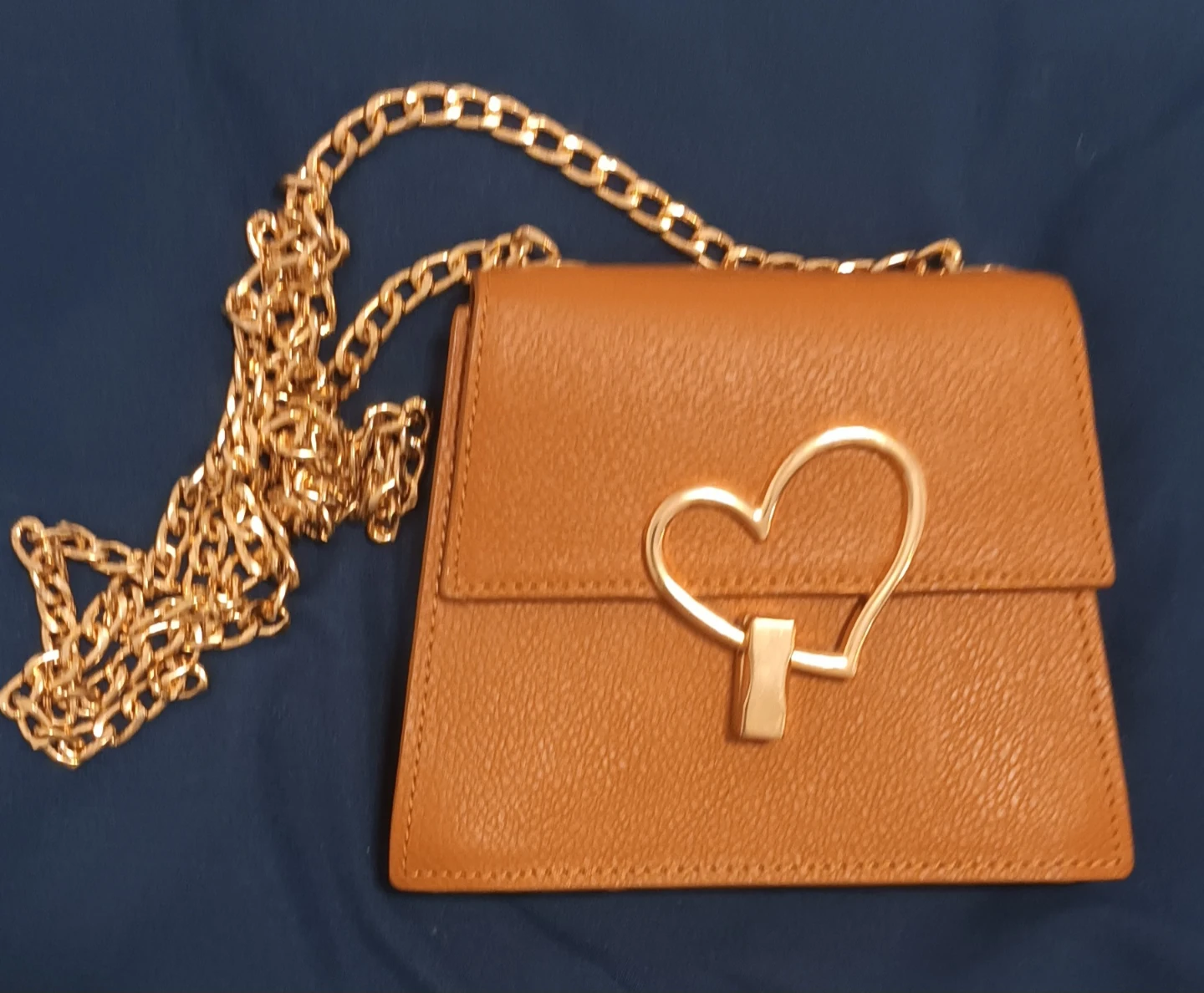 Brown Mini Crossbody Bag with Gold Chain