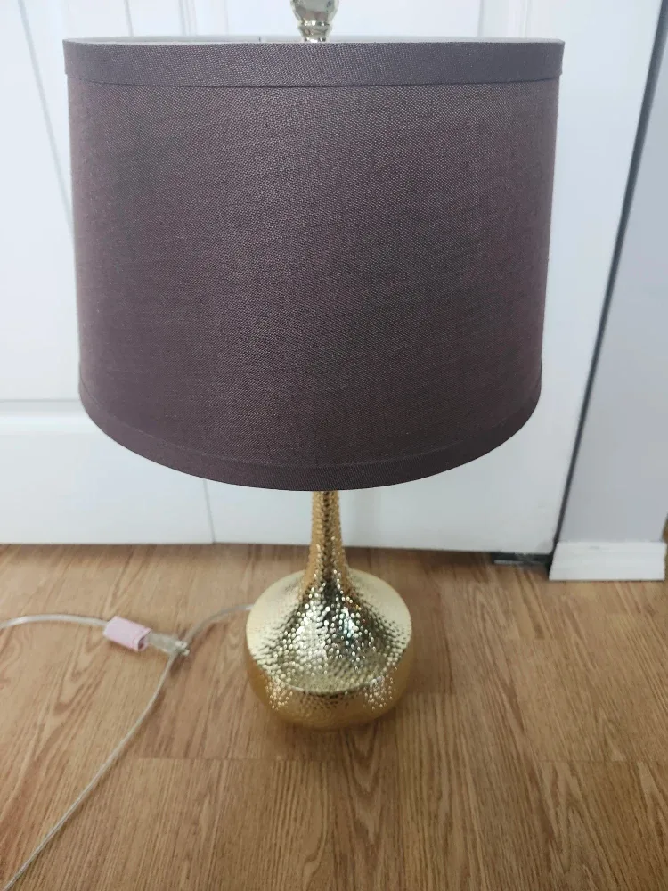 Gold Table Lamp with Brown Shade thumbnail