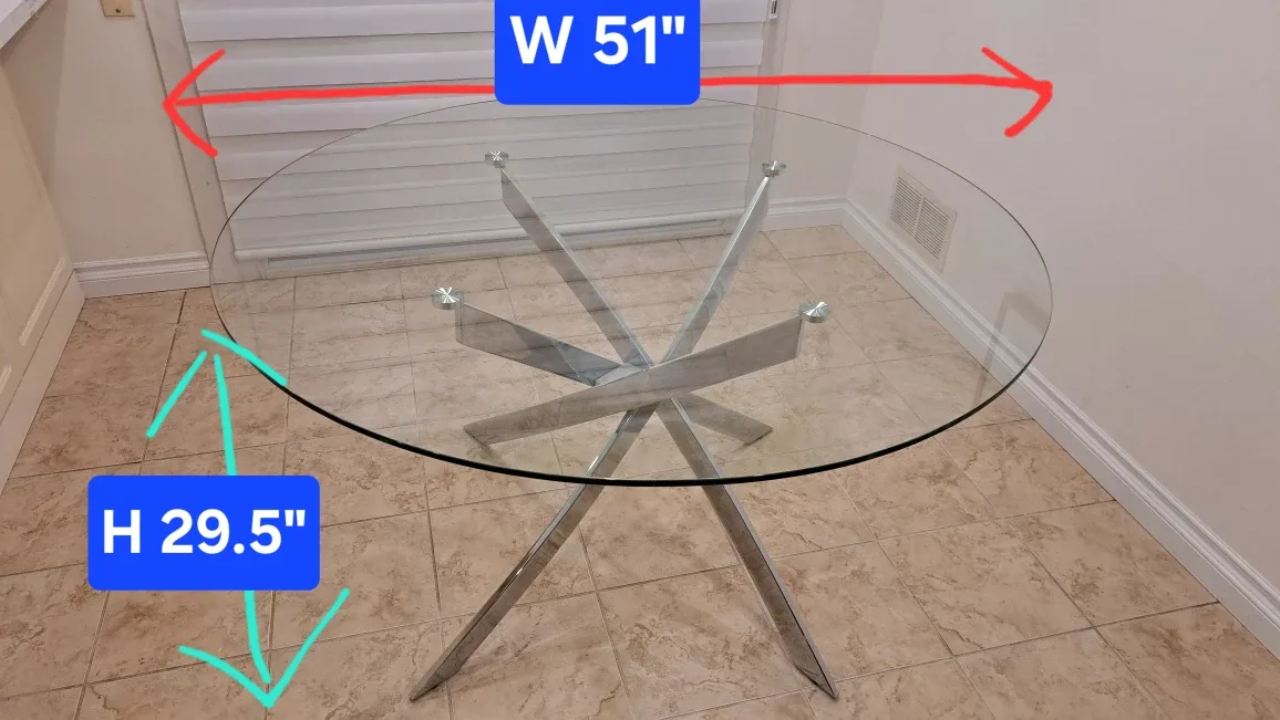 51" Glass Dining Table image indicator(2)