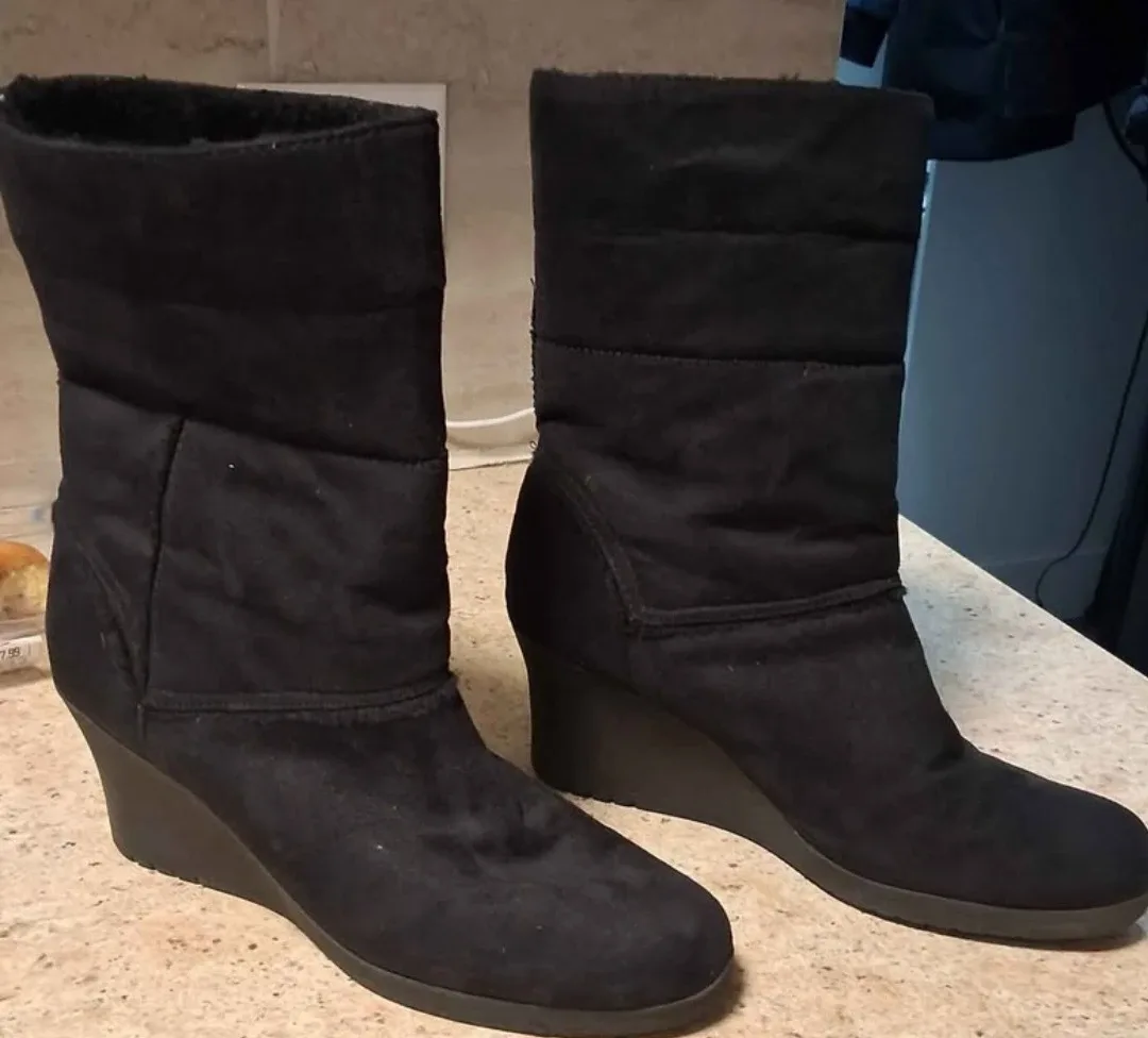 Black Wedge Boots