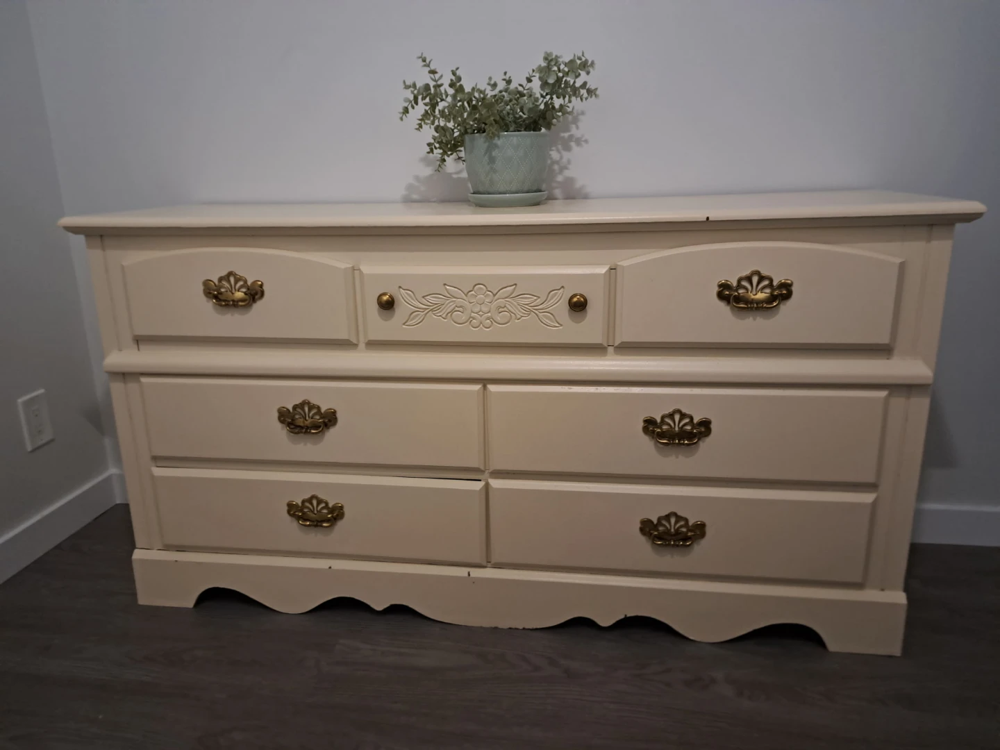 Cream Dresser with Gold Hardware