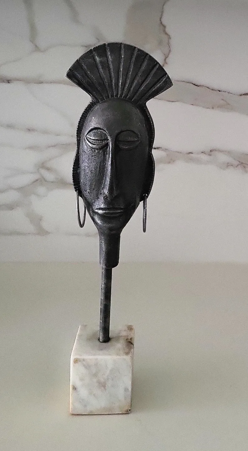 Pair of Decorative Metal AfricanFace Sculptures image indicator(7)