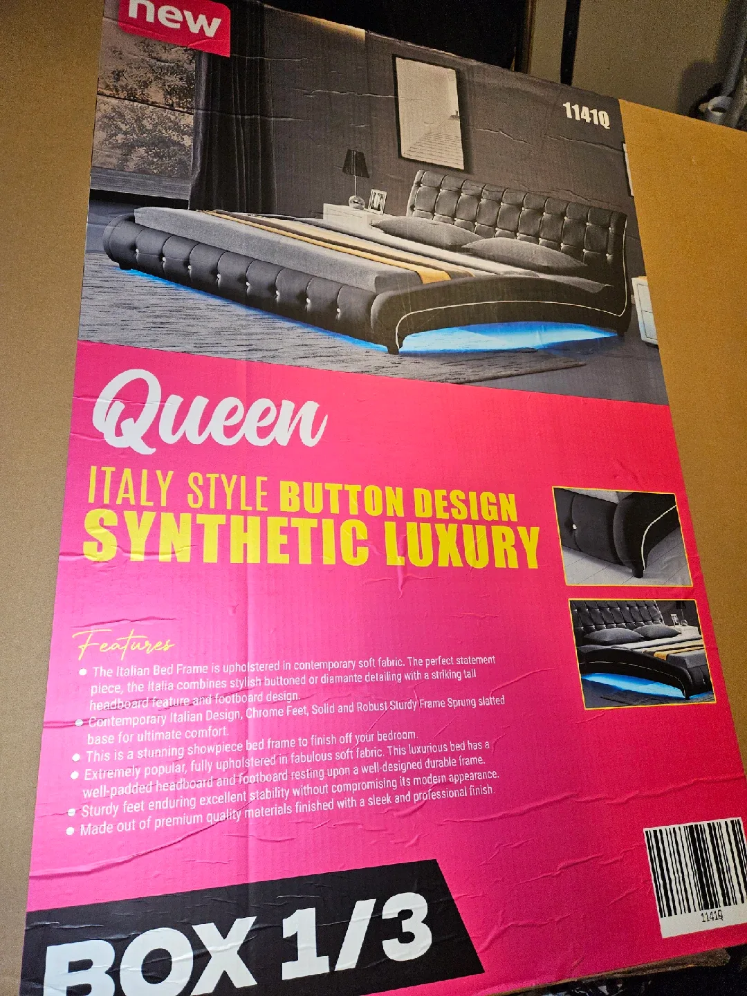 New Queen LED Bed 1144-1 Black/White image indicator(3)