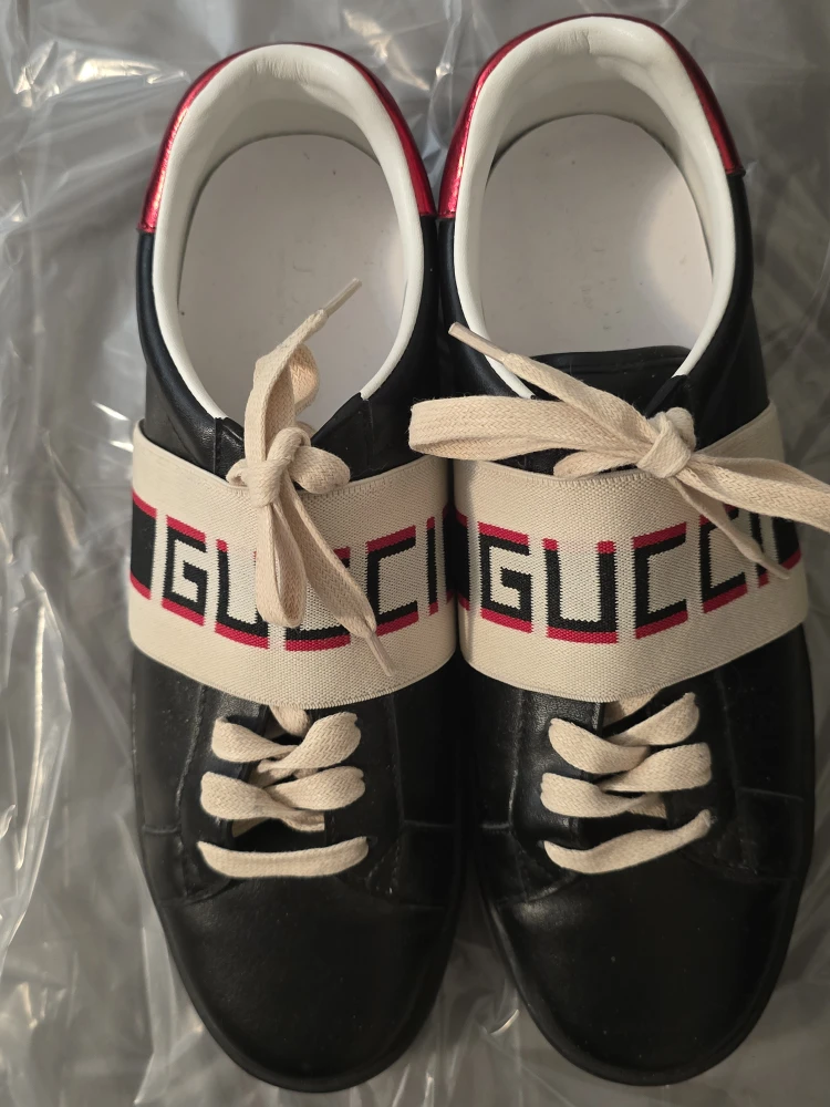 Gucci inspired Black Leather Sneakers size 9,5-10