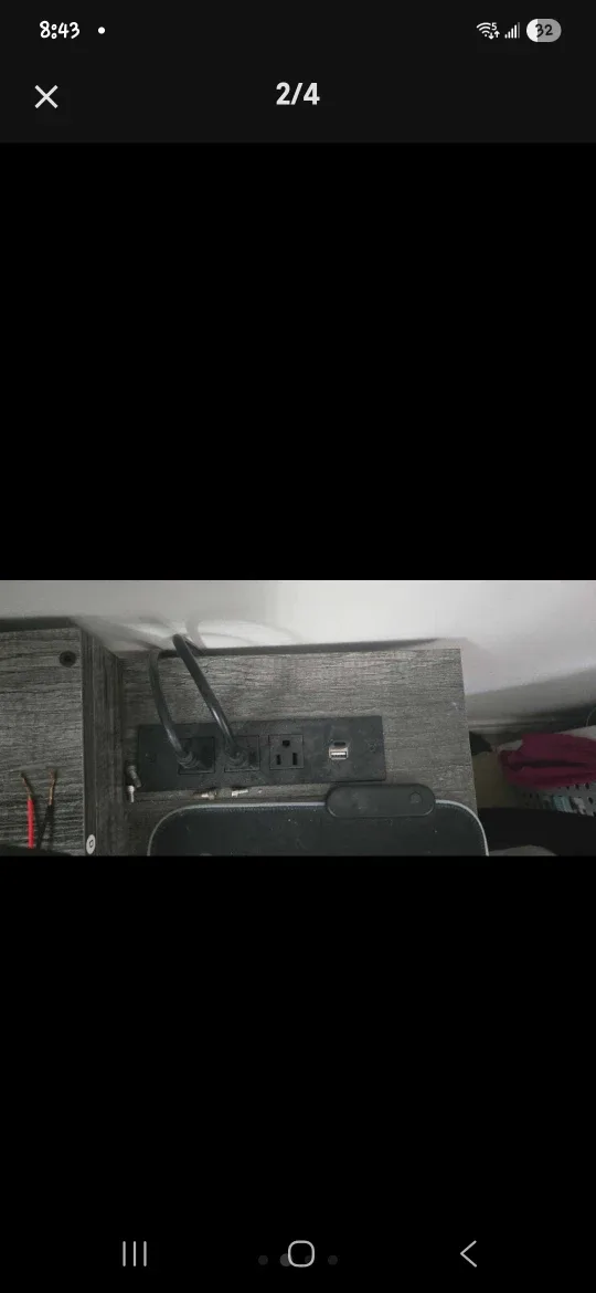 Grey Wooden Desk with Power Outlets image indicator(3)