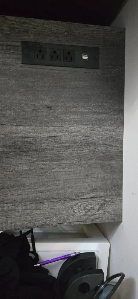 Grey Wooden Desk with Power Outlets image indicator(5)