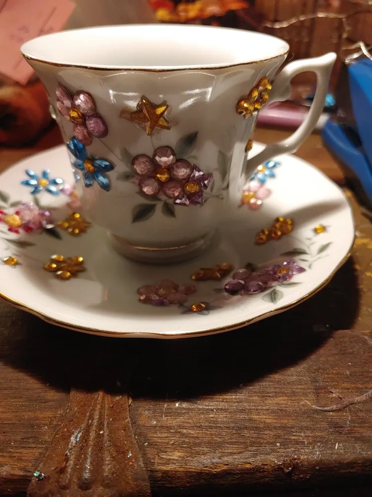 Decorated Tea Cup & Saucer Set