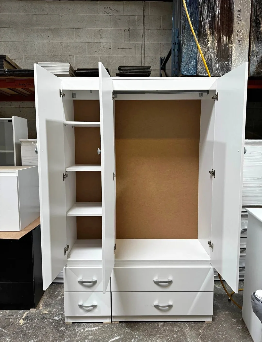 3 door Wardrobe with Drawers - White image indicator(10)