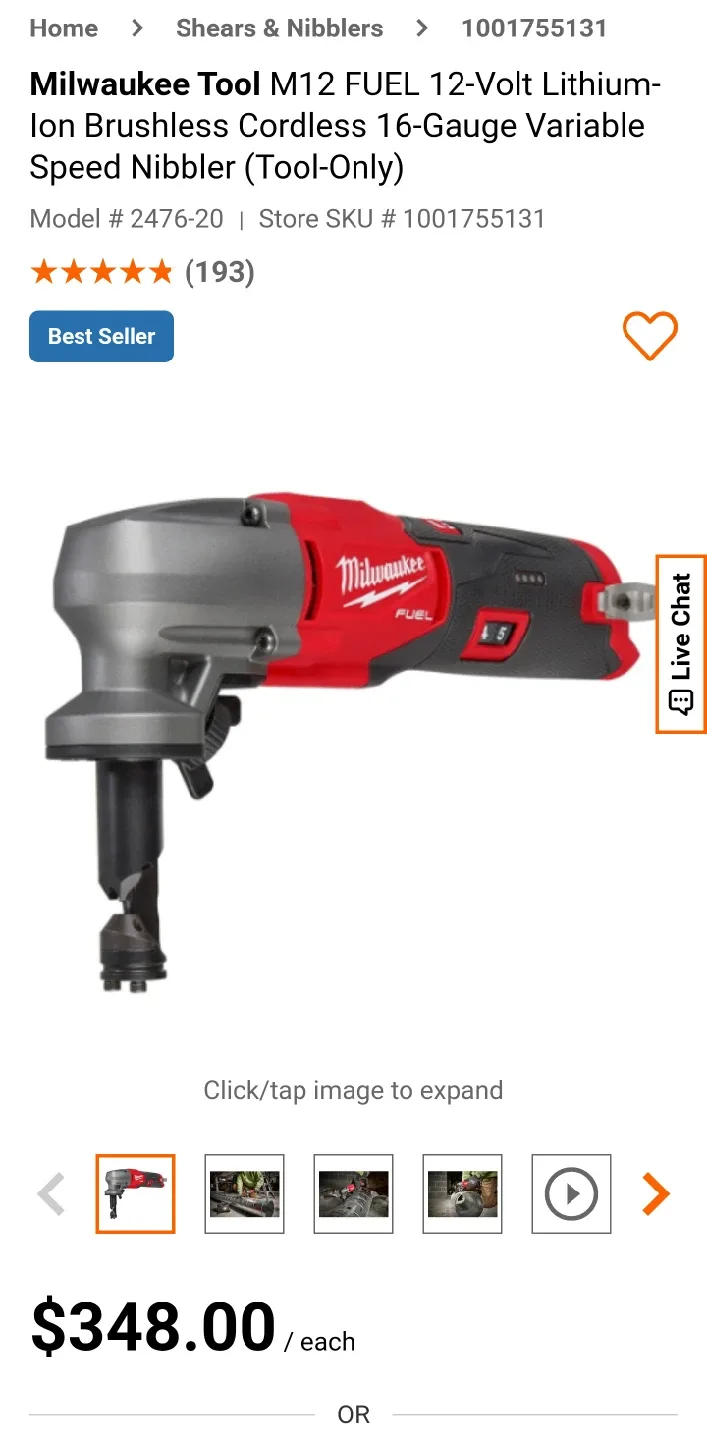 Milwaukee M12 FUEL Nibbler (Tool-Only) thumbnail