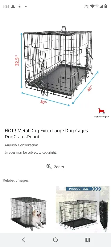 Extra Large Metal Dog Cage (30x48x32.5)