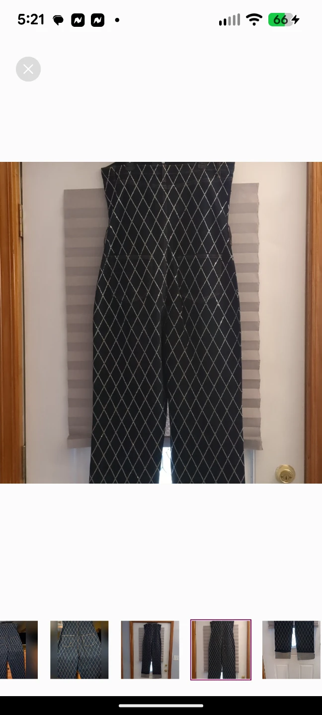 EDGE Diamond Pattern Strapless Jumpsuit with Sparkle Cuff Detail