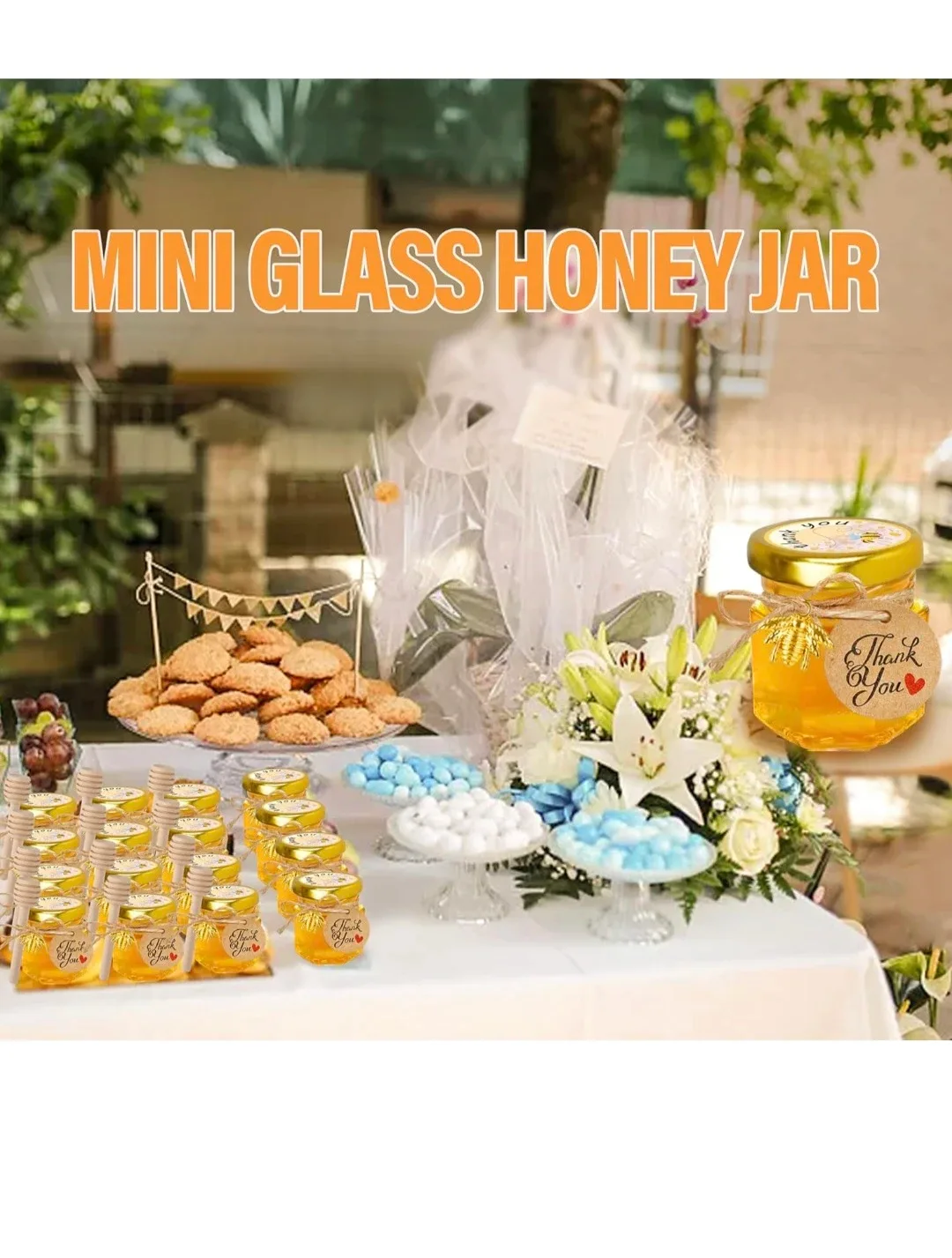 Mini Glass Honey Jars - 1.5oz Hexagon Jars 40pcs image indicator(2)