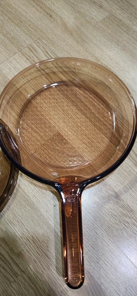 Vintage Visions Corning France Amber Glass Pan with Lid. image indicator(5)