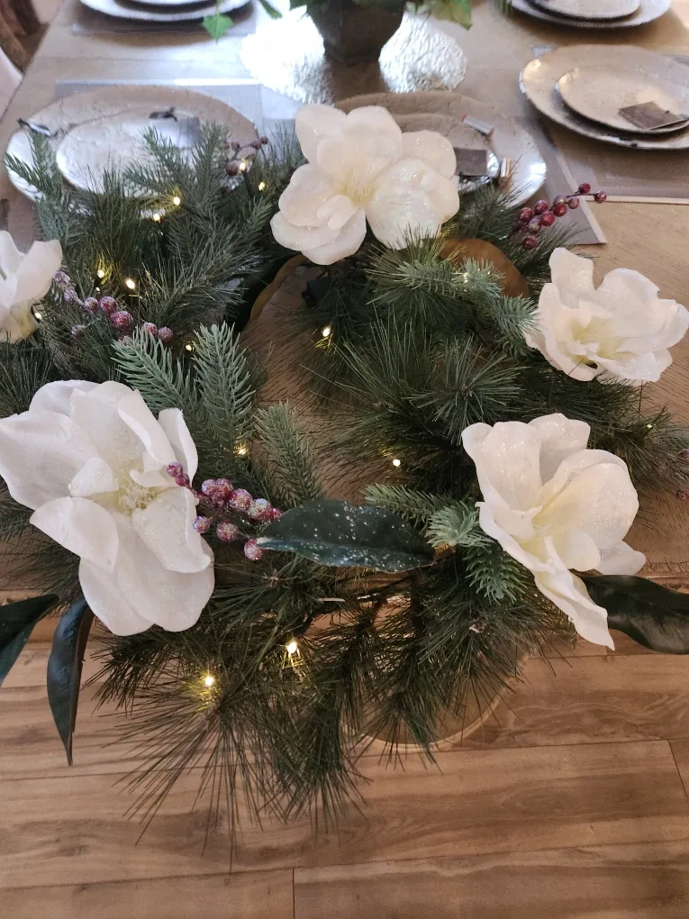 Christmas Wreath with Magnolia Flowers. 2 available. thumbnail