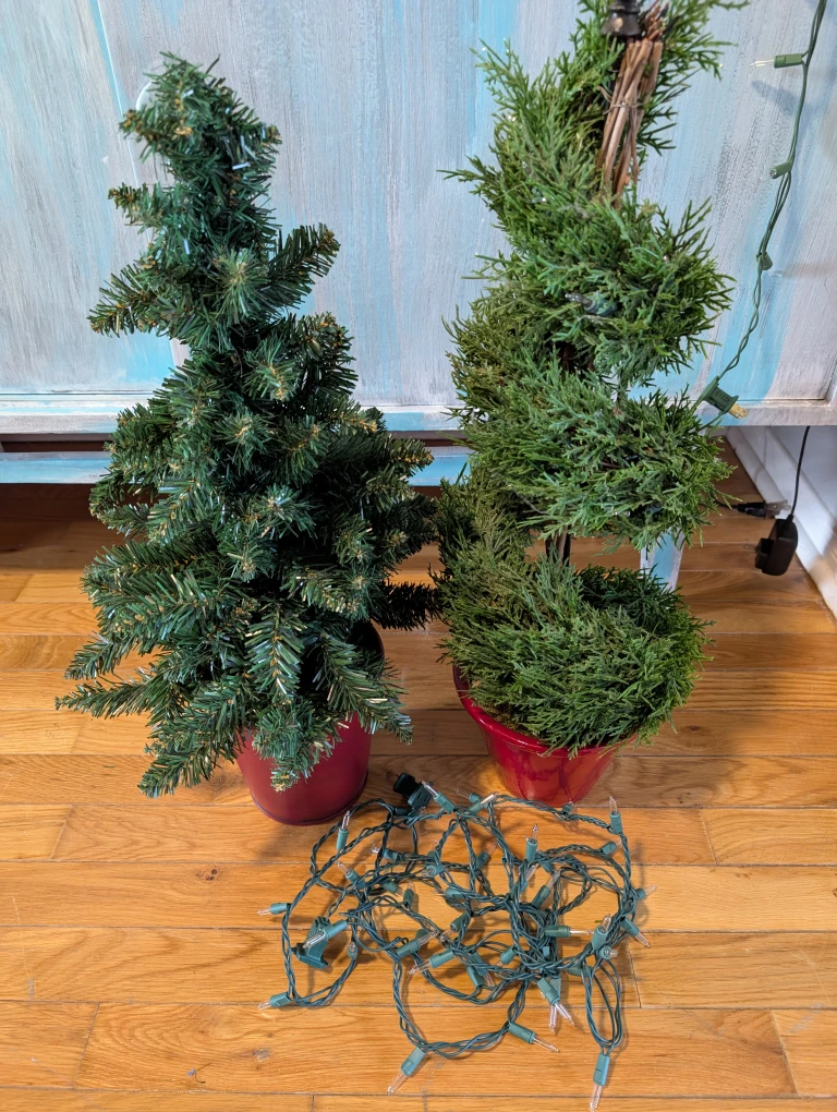 Two Small 26" Christmas Trees with Lights - photo 4
