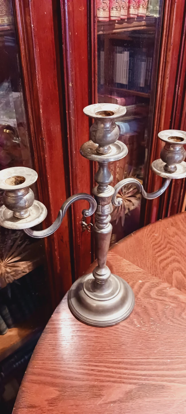 Large Vintage 3 Arms Silver Plated Candelabra - photo 4