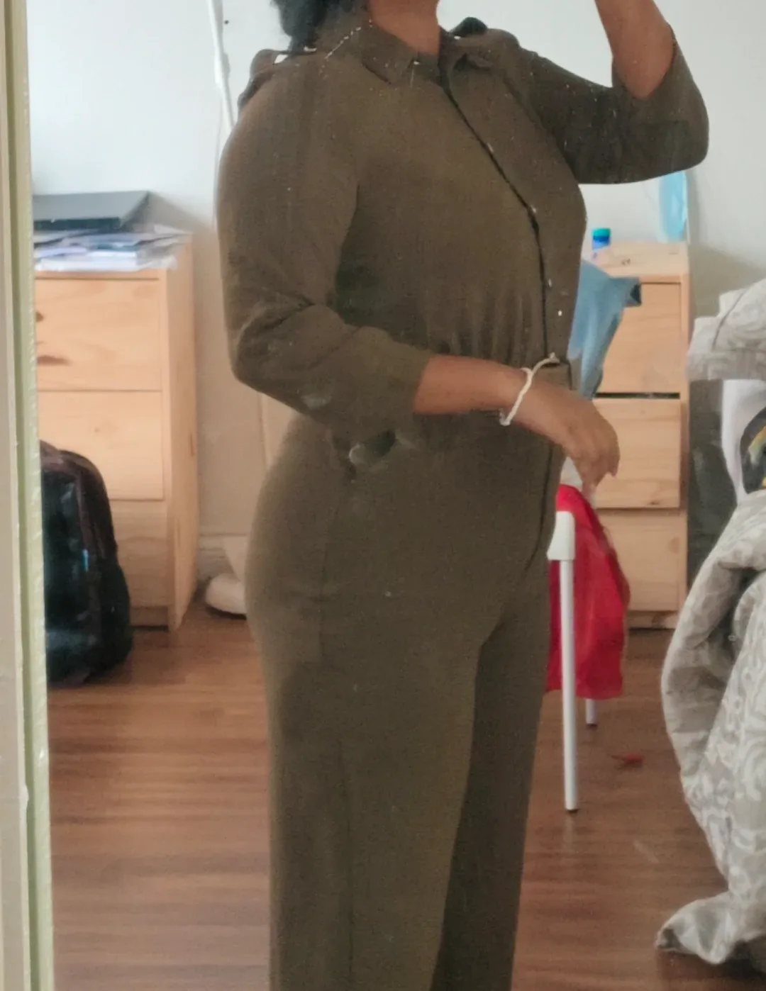 Zara Olive Green Jumpsuit- Medium image indicator(3)