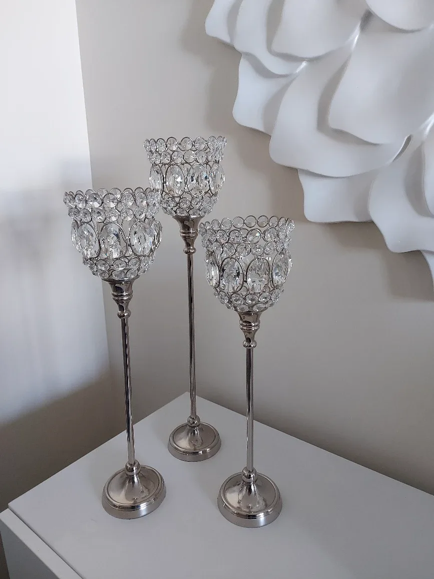 Crystal Candle Holders - Set of 3