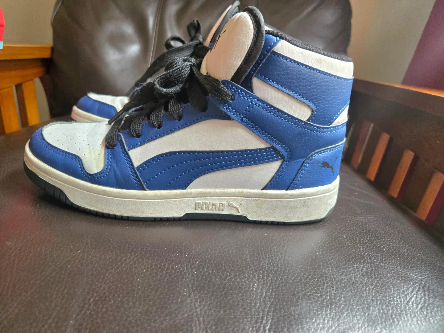 PUMA Rebound Layup High Top Sneakers Blue White Size 5C image indicator(10)