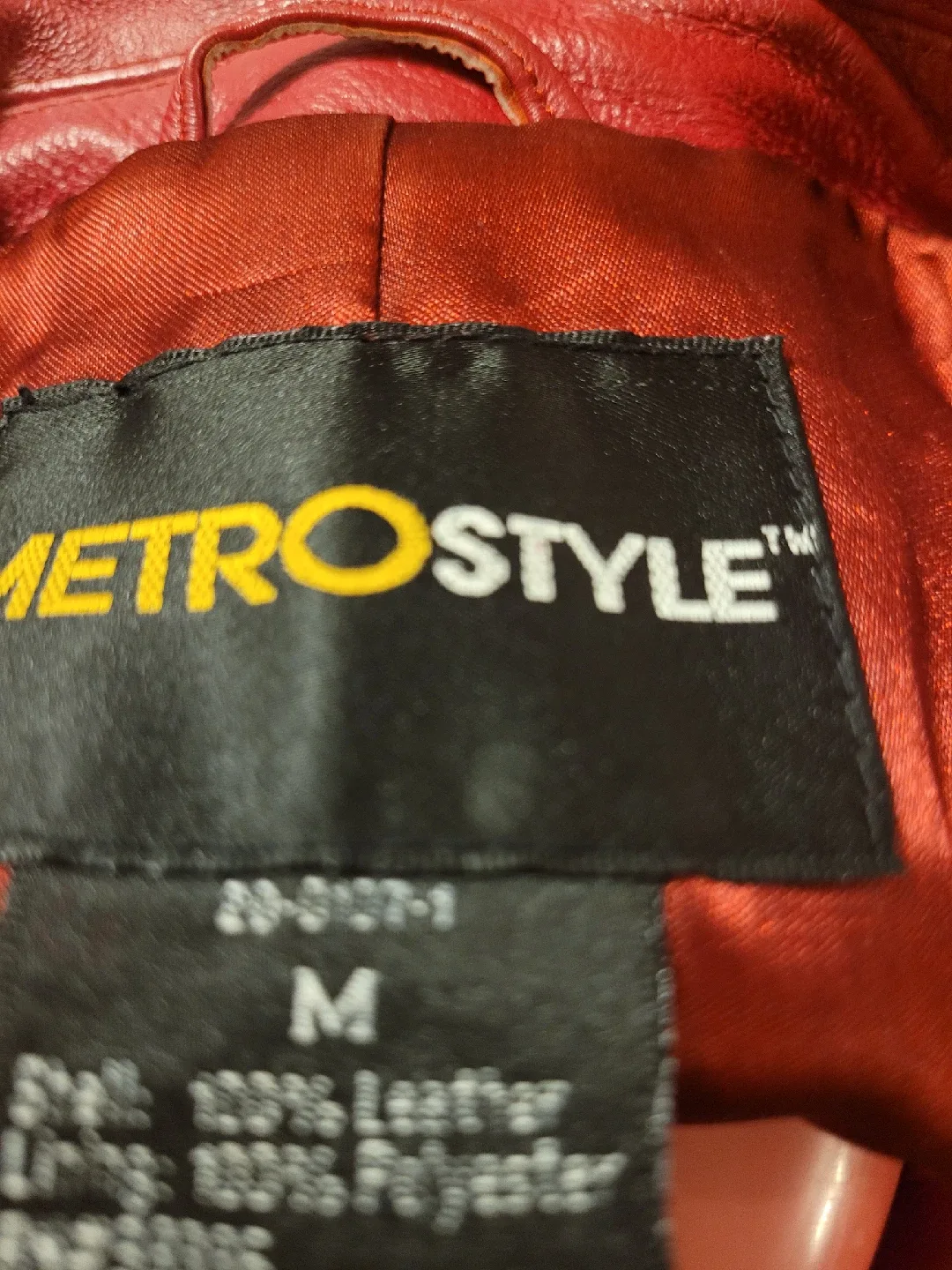 Metrostyle Red Leather Coat - Size M image indicator(4)