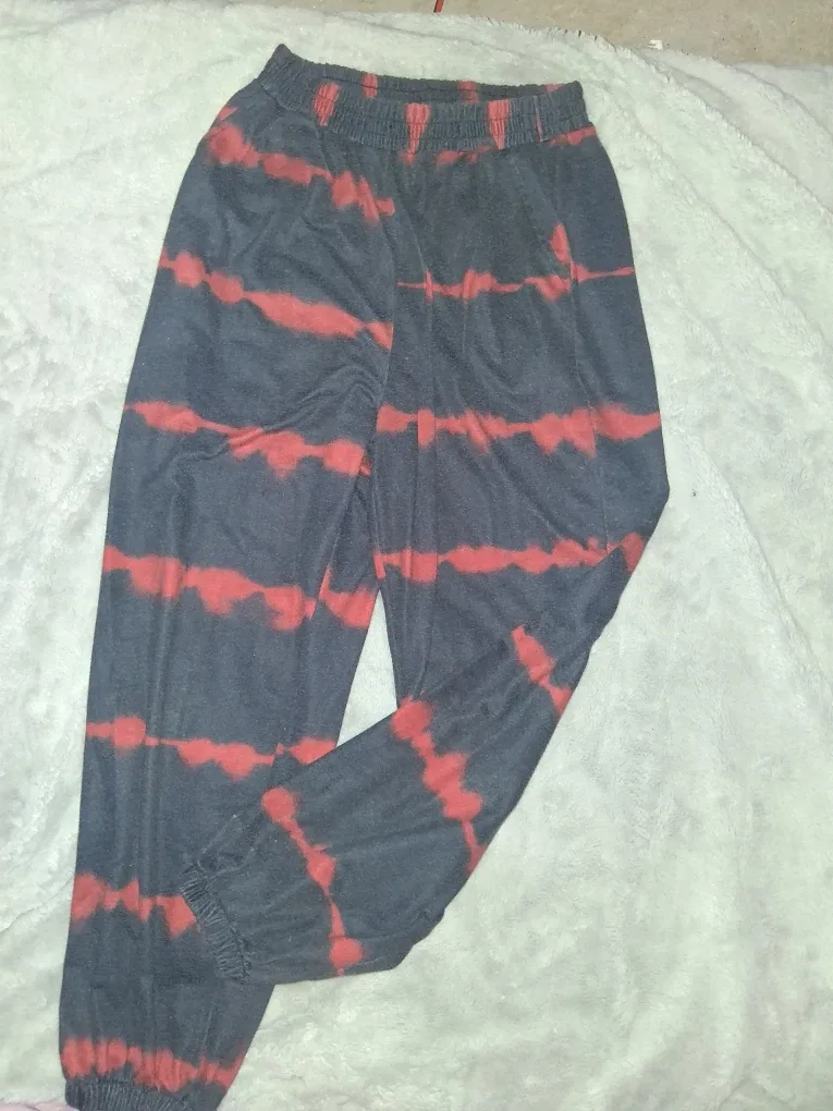 Tie Dye Joggers, Red and Black