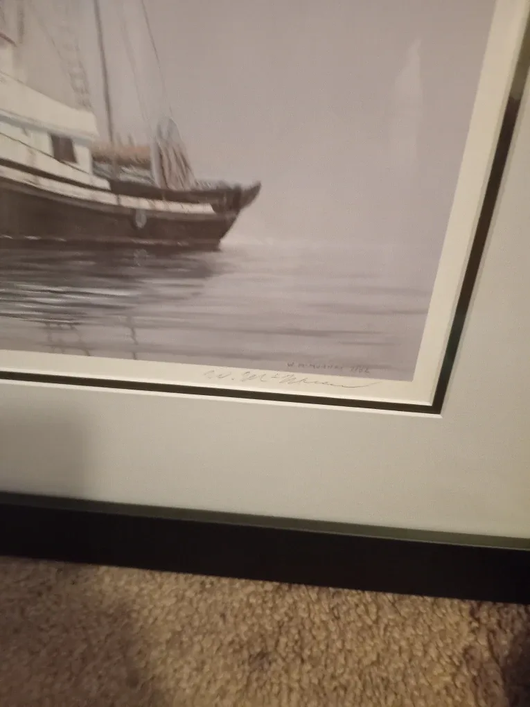 Hangable Framed  Autographed Painting of Sailboat McMurrary image indicator(8)
