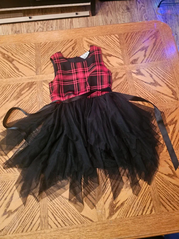 Girls Plaid & Tulle Party Dress