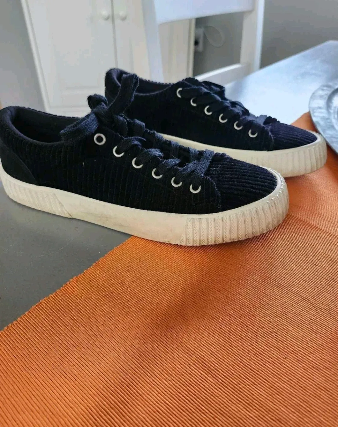 Ladies Black Corduroy Sneakers thumbnail