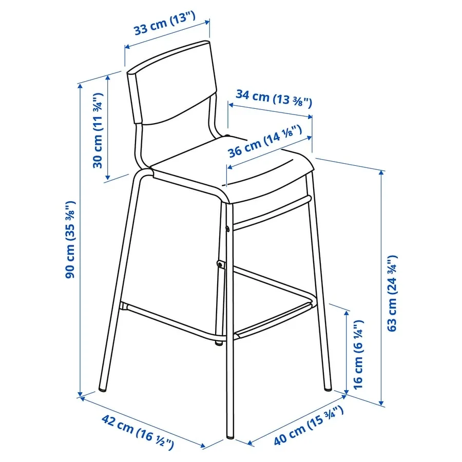 IKEA STIG Bar stool with backrest, counter height image indicator(5)