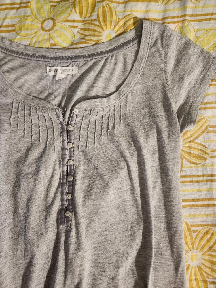 Grey Aeropostale babydoll top with button detailing image indicator(3)