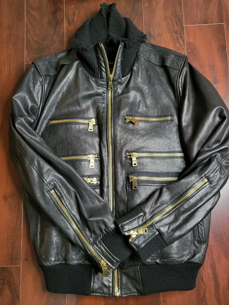 K & C Leather Jacket, Black Size XL